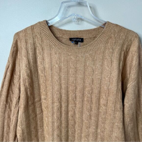 1. State Evermore Wild Oak Cable Knit Crewneck Oversized Pullover Sweater SZ L - Picture 5 of 14